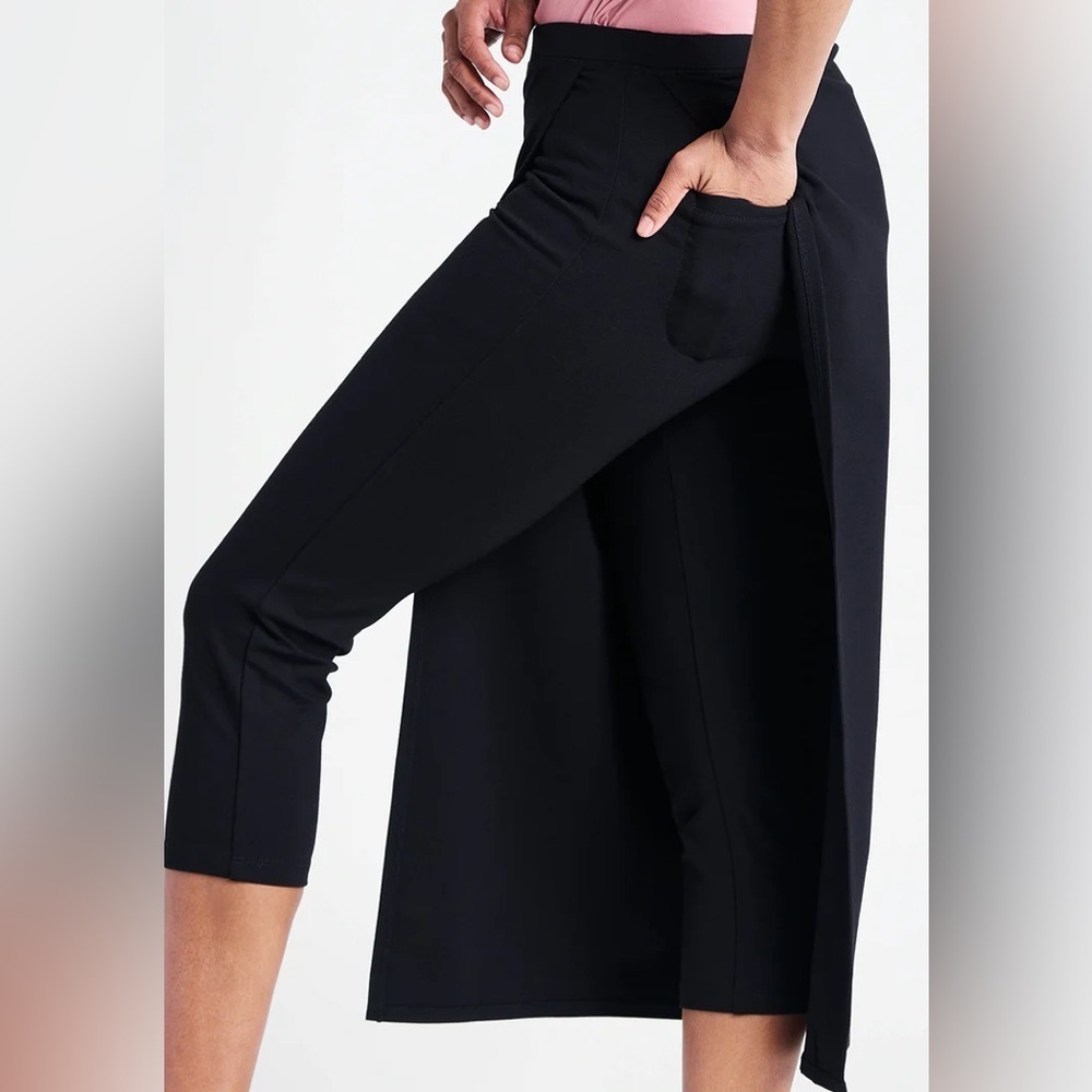 Betabrand The Sassiest Crop Legging XXL Black Skirt Overlay Pants W0813-BK Knit